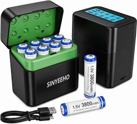 8-Pack AA Rechargeable Lithium-ion Batteries with Charger