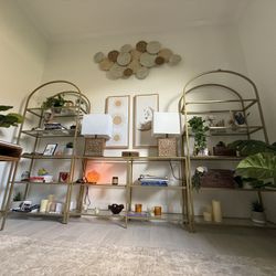 Gold Metal + Glass 3-Piece Shelf Set