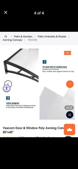 Door & Window Poly Awning Canopy 80"x40"