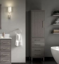 Greenwell 24-in W x 72-in H x 18-in D Cashmere Plywood Freestanding Linen Cabinet