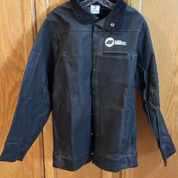 Men’s Black Miller Electric Premium Grain Pigskin Leather Welding Jacket Size Medium 