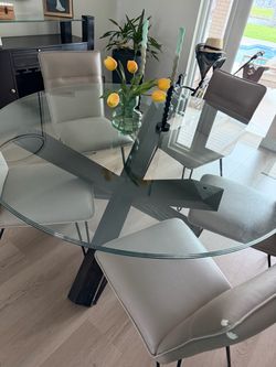 60” round glass dinning table
