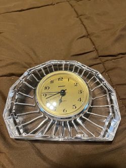 Vintage Staiger Crystal Quartz Desk Clock, Gold-tone Dial, Black Hands & Arabic Numerals