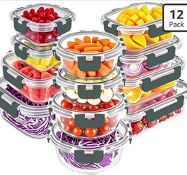 34pcs Glass Food Storage Containers with Lids Set, Airtight Glass Meal Prep Containers (17 Containers & 17 Lids), Leak Proof Lunch Container BPA-Free,
