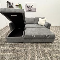 Gray Sleeper Sectional Couch - Free Delivery 