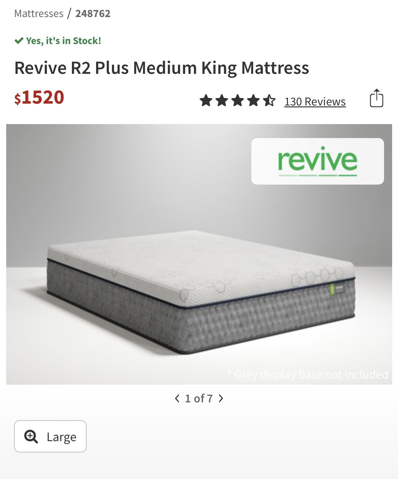 Living Spaces Revive King Mattress