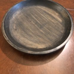 Wooden Decorative Plate Has A Nick On The Side 14 Inch