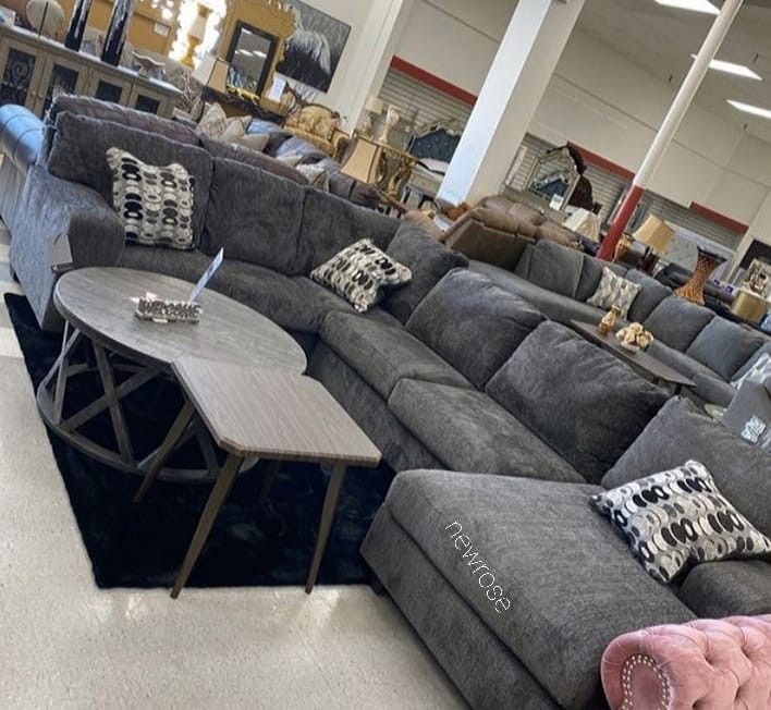 ✨️Same Day/ Next Day Delivery✨️Ballinasloe Smoke Raf Sectional with Chaise Ashley 