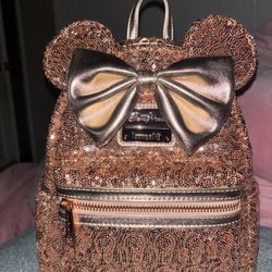 Loungefly Disney Parks Minnie Mouse rose gold Sequin Mini Backpack