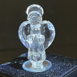 Swarovski 1990s Crystal Mini Heart Angel Halo Figurine, (contact info removed), 1.75”
