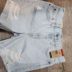 New Women Levi Denim Shorts 27 5 6 501