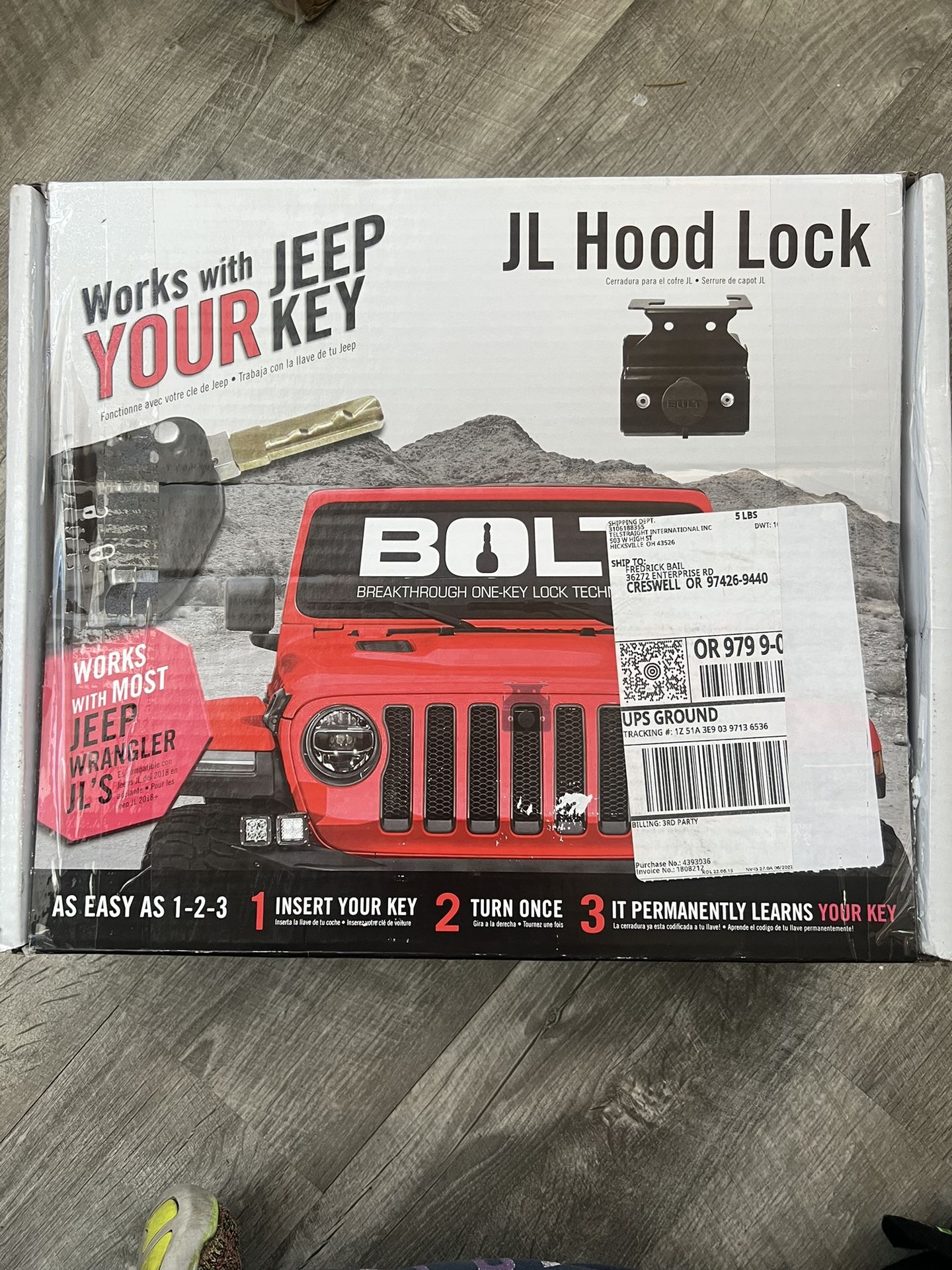 Bolt brand Wrangler JL/JLU Hood Lock