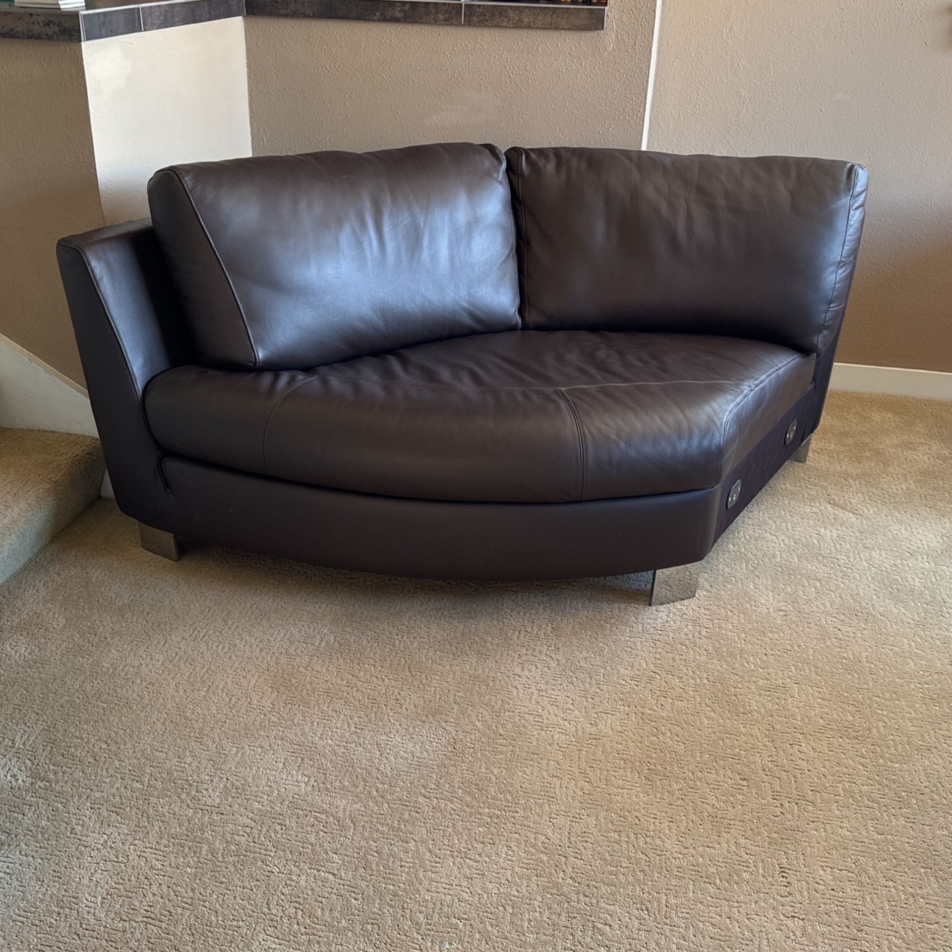  Curved Leather Sectional