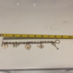 American Eagle Outfitters Charm Toggle Bracelet Silver Tone Metal 