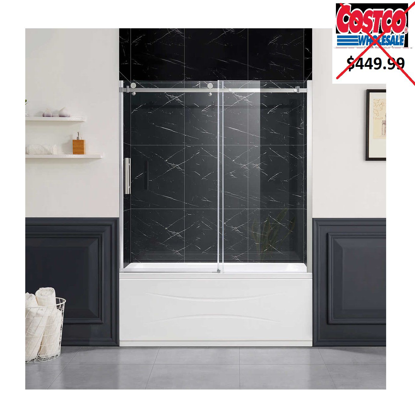 Park 60" Tub Sliding Glass Door by OVE
