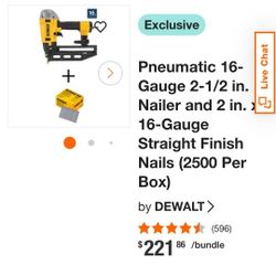 Pneumatic 16-Gauge 2-1/2 in. Nailer and 2 in. x 16-Gauge Straight Finish Nails (2500 Per Box) And Air Compressor With Hose 🎁