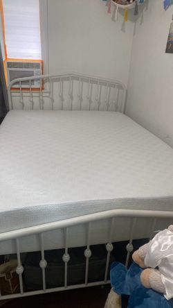 Queen bed frame with mattress