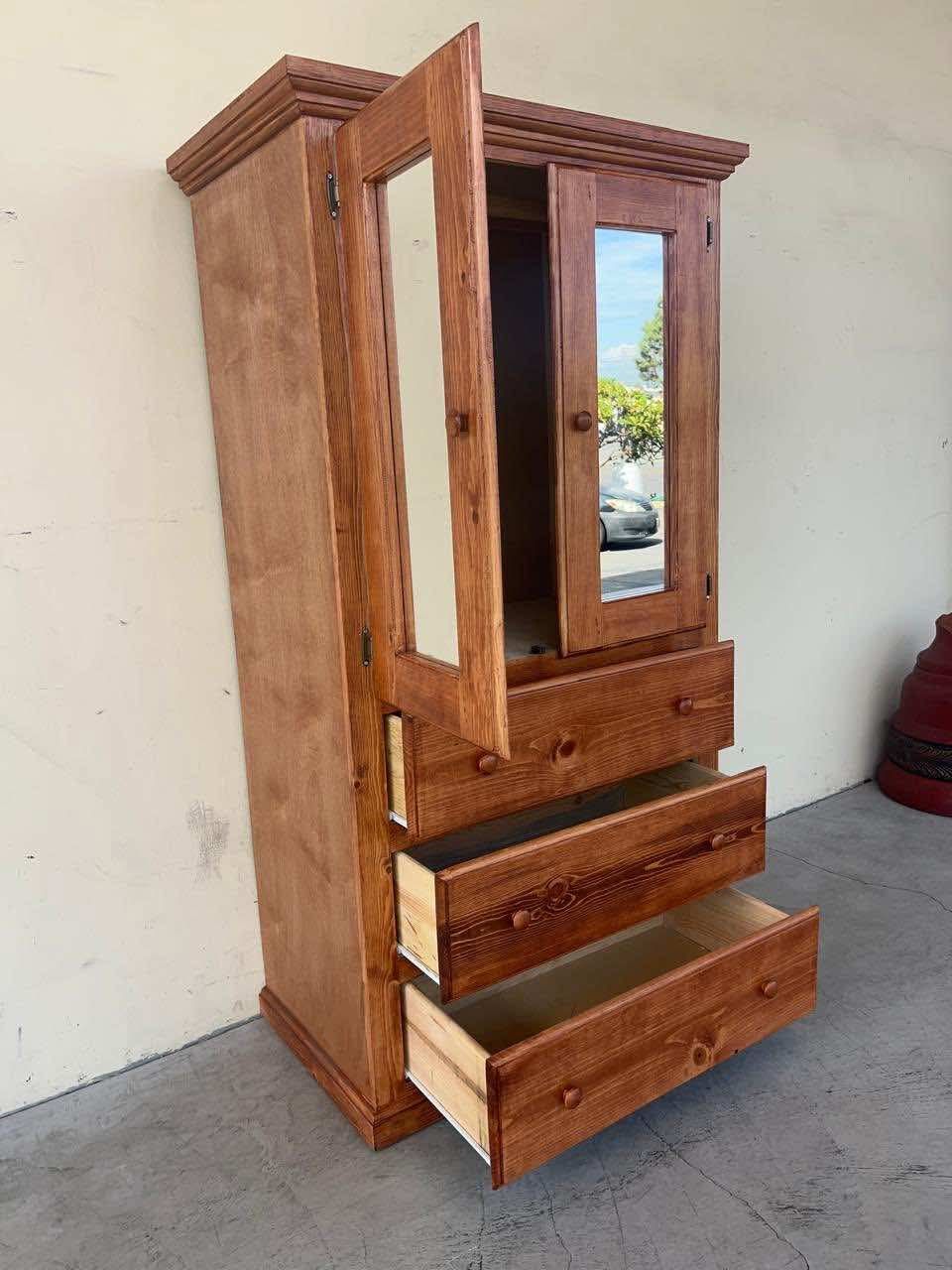 Tall Oak Wood Color Closet