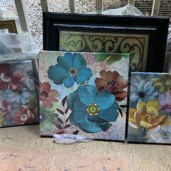 Beautiful Flowers Set Of 3 Canvas Wall Art