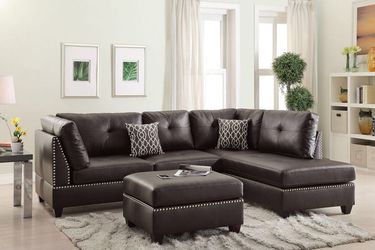 3 Piece Reversible Sectional Sofa With Ottoman f6973