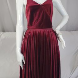 Ted Baker Maroon Velvet Pleated Party Holiday Dress. Ted Baker Size 0