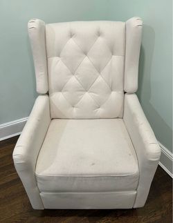 Cream Tufted Wingback Recliner Chair