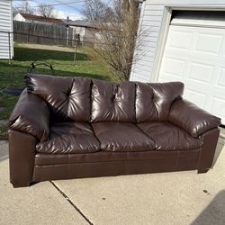 Brown Faux Leather Couch
