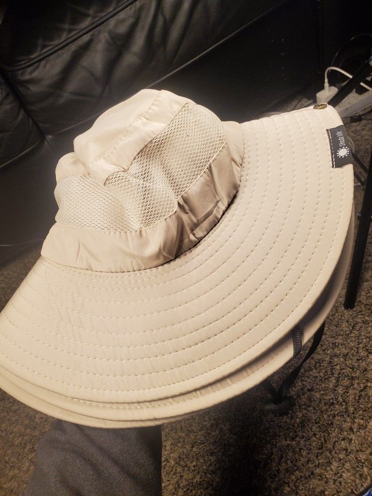 Unisex Outdoor Wide Brim Sun Hat with Solar Fan UV Protection Hiking Camping US