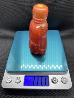 Vintage Chinese Coral Carved Bixie Beast Snuff Bottle