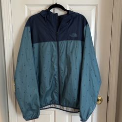 The North Face M Teal Navy Windwall Jacket - Campfire Print