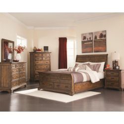 Vintage Bourbon Sleigh Bed w/Storage 4 Piece Bedroom Set -Queen or King (NO CREDIT CHECK FINANCING AVAILABLE)
