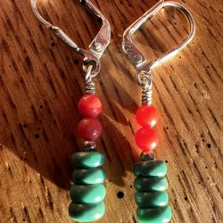Arizona Turquoise And Coral Earrings 