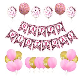 Cheetah Print Birthday Decorations - 25 pcs Leopard Print Theme Party Supplies with Black Gold and Cheetah Print Balloons, Happy Birthday Banner