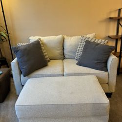 Loveseat + Ottoman | Fabric | Beige