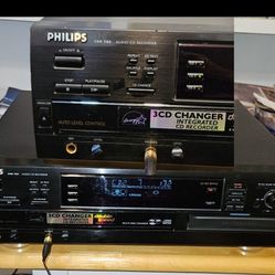 PHILLIPS CDR-785 AUDIO CD-RECORDER(3CD CHANGER/ CD RECORDER) DOUBLE-SPEED RECORDING(Features Recording Level&Headphone Level 