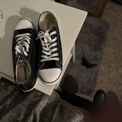 Black Leather Dainty Converse 