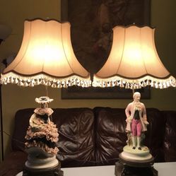 Antique Victorian Man and Woman Lamps