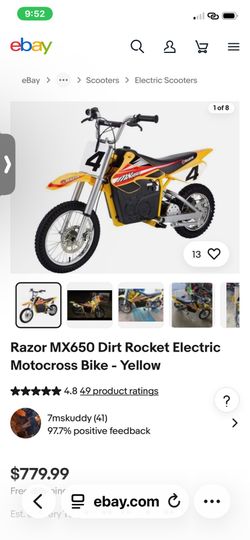 Razor MX650 Dirt Rocket Electric Motocross Bike - Yellow