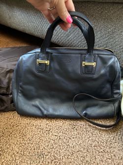 Navy Blue Vintage leather Coach Purse with gold hardware
