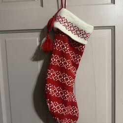 Wondershop Knit Fair Isle Christmas Stockings, Red & White Monogram “O”