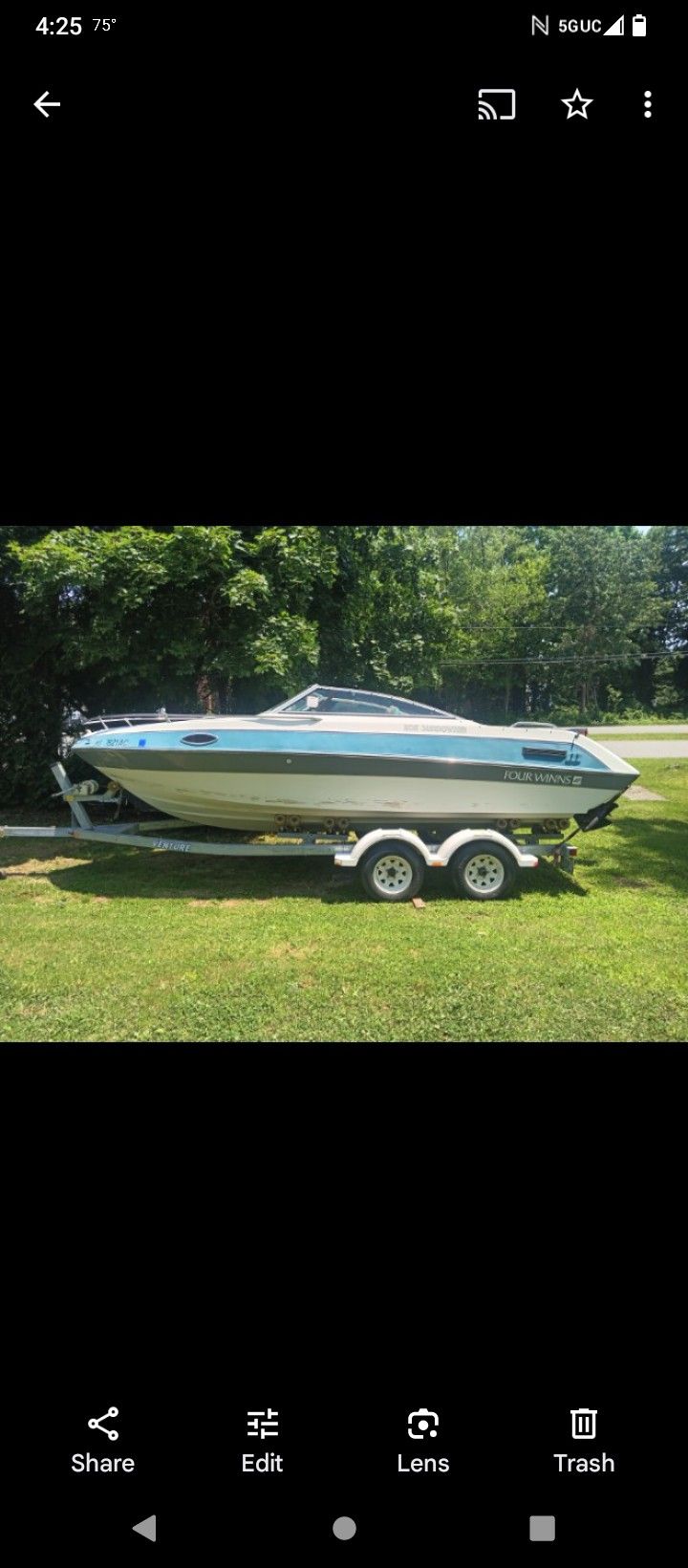 1990 Fourwinns 205 Sundowner Boat And Venture Double Axle Trailer 