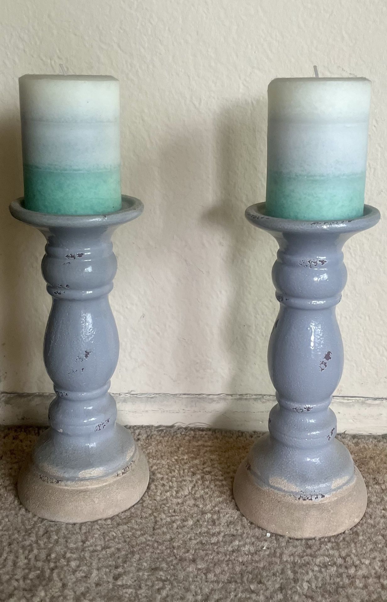 Pair of Large Candle Holders with Candles Large