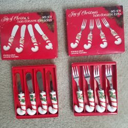 Vintage Joy Of Christmas Hors D'oeuvres Spreaders And Forks 