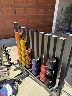 Dumbbell rack and weights