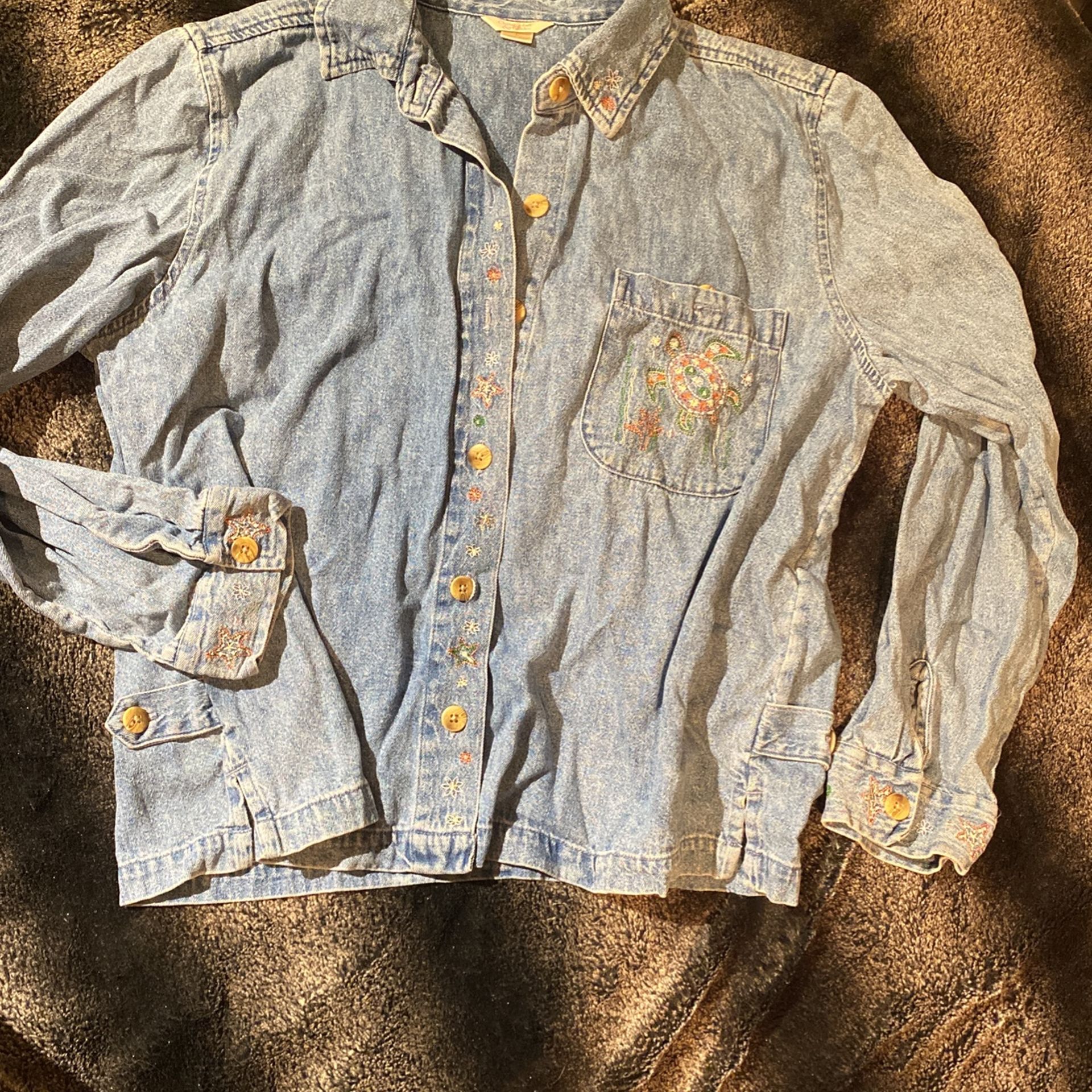 Christopher Banks Lightweight Embroidered Jean Jacket Size. L