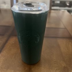  2021 STARBUCKS 18oz Stainless Steel Embossed MERMAID Logo GREEN Tumbler w/Lid.  