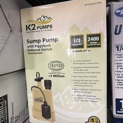 K2 PUMPS PERFORMANCE AT ITS PEAK® Sump Pump with Piggyback Tethered Switch Thermoplastic TESTED APPROVED Tethered Switch Independently Cycle Tested +1