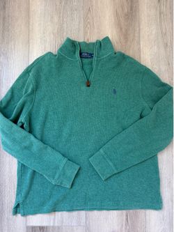 Polo Ralph Lauren Green Cotton Quarter Zip Pony Pullover Sweater Men’s M