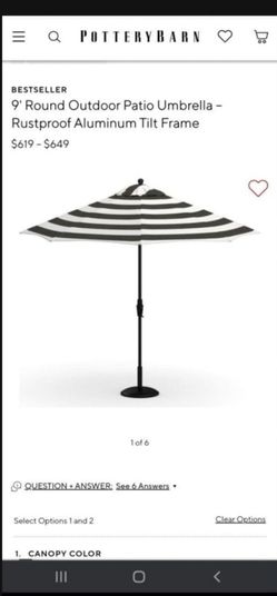 Pottery Barn, Aluminum 9ft Rustproof Sunbrella. ***NEW in box***