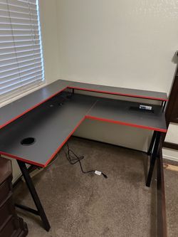 L-Shaped Gaming Desk with RGB LED Lights